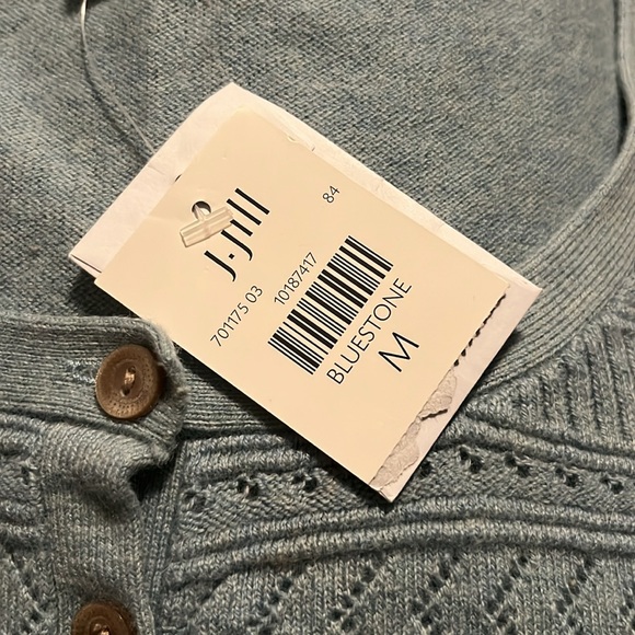 NWT J Jill Sweater Buttons Ruffled Bell Sleeves Bluestone Blue Women’s Medium - Picture 3 of 6